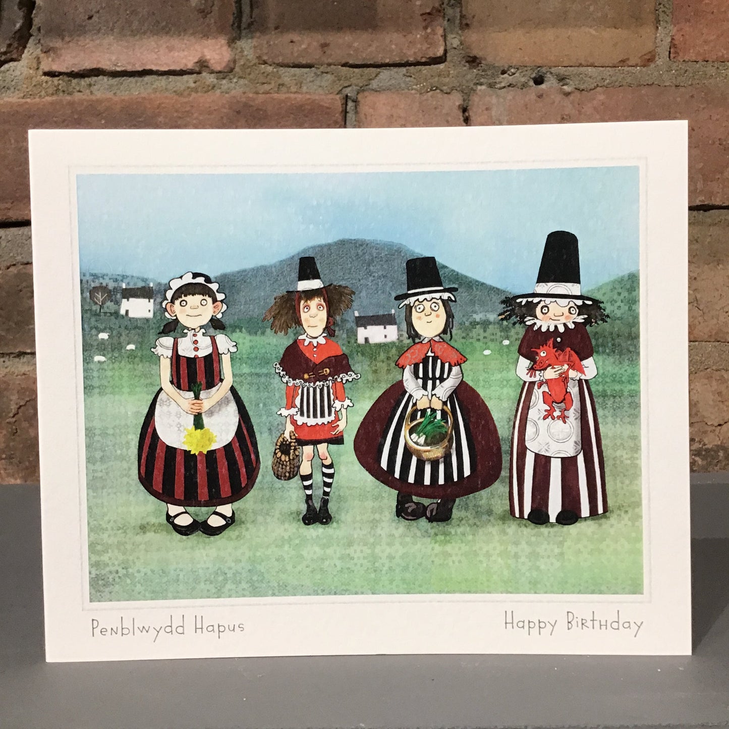 Welsh Ladies Hillside - Penblwydd Hapus / Happy Birthday Greetings Card