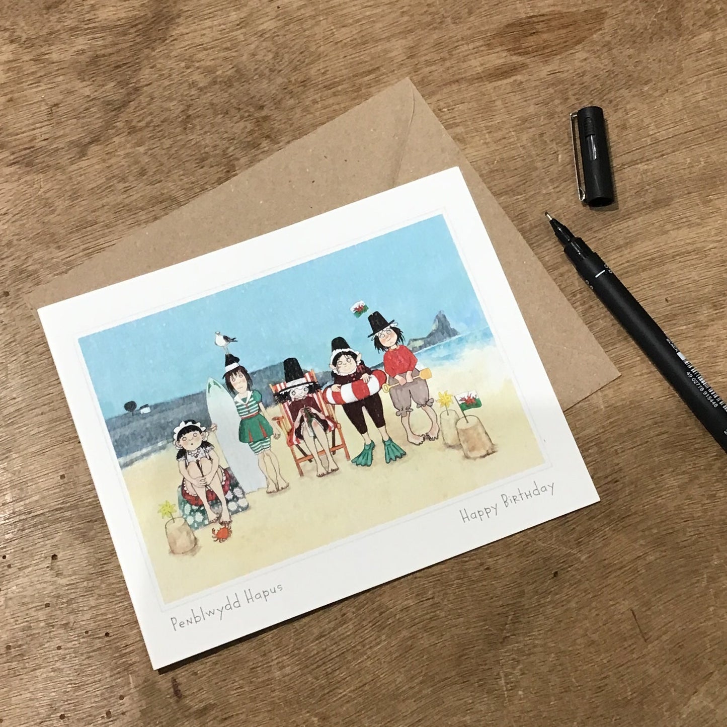 Welsh Ladies Day Trip to Rhosilli - Penblwydd Hapus / Happy Birthday Greetings Card