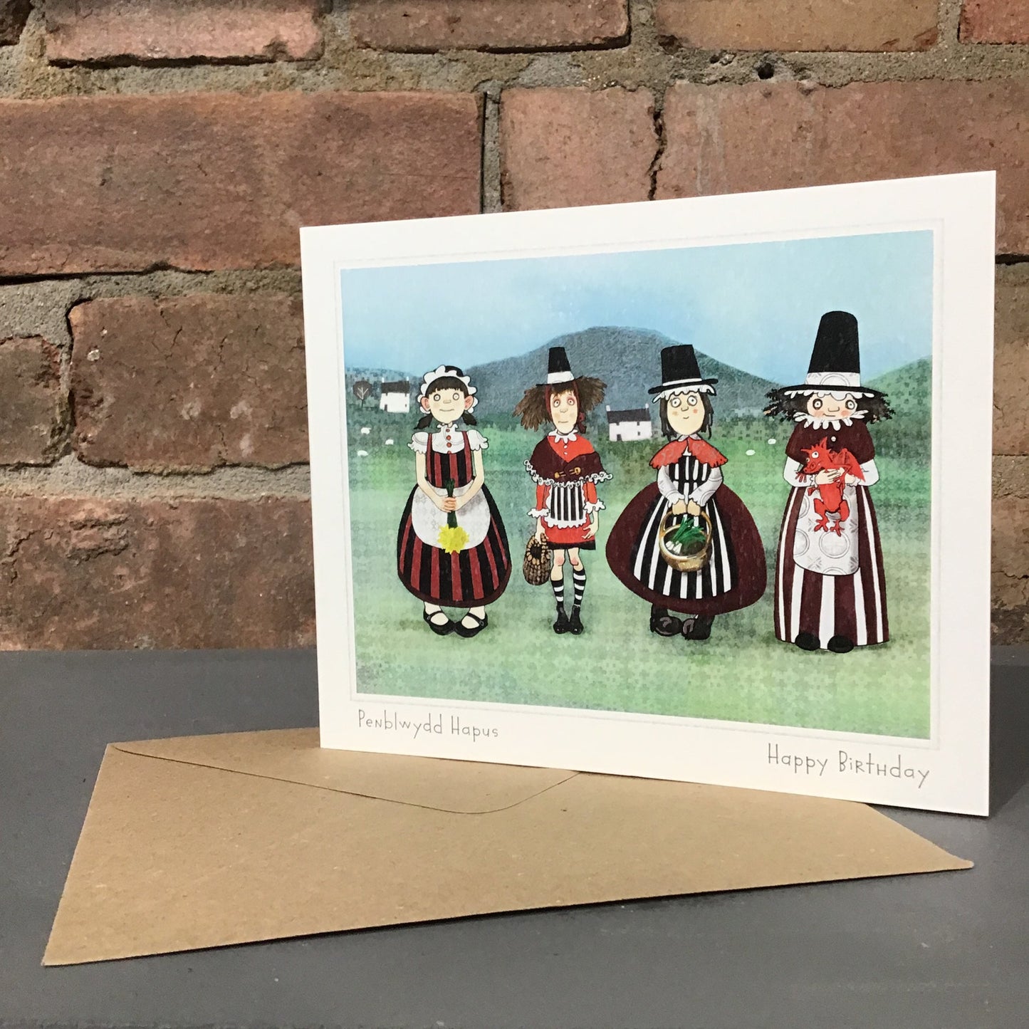 Welsh Ladies Hillside  - Penblwydd Hapus / Happy Birthday Greetings Card