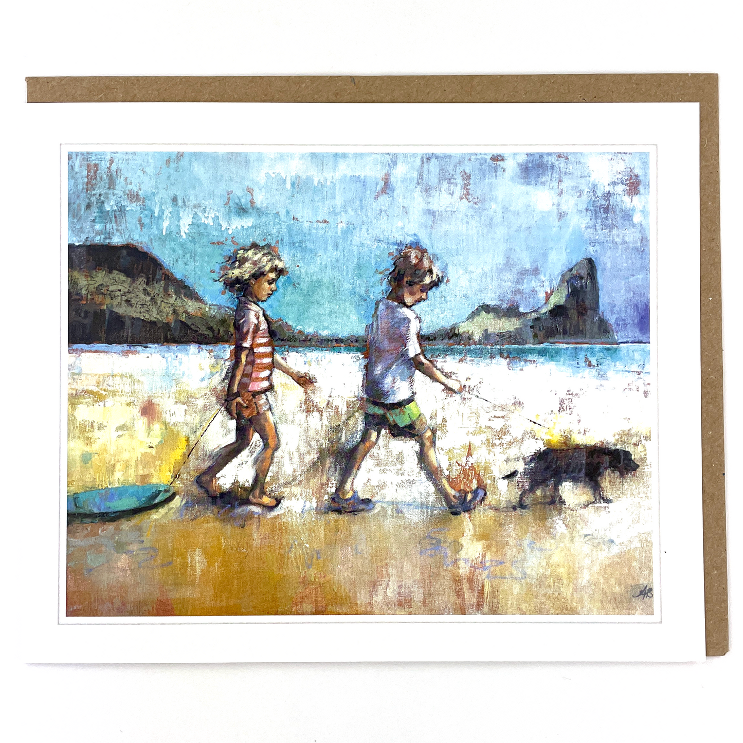 'Doggy Goes Surfing' Greetings Card