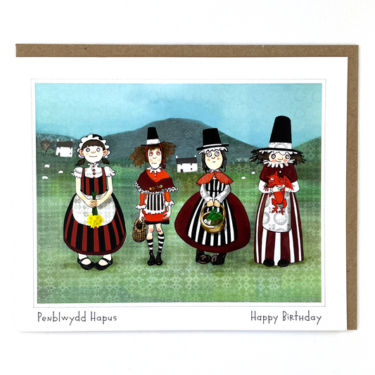 Welsh Ladies Hillside  - Penblwydd Hapus / Happy Birthday Greetings Card