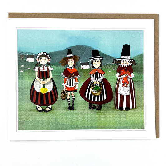 Welsh Ladies Hillside Greetings Card