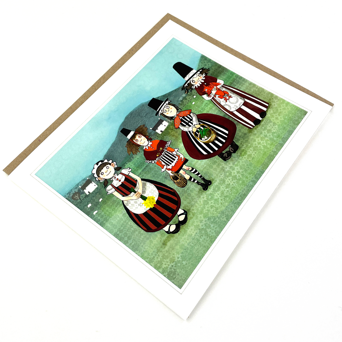 Welsh Ladies Hillside Greetings Card